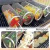 Stainless Grill Steel Tools Dining Barbecue Kitchen Utensils Home. Cookware Bbq Cage Portable Roller Bar Outdoor Net Smoker