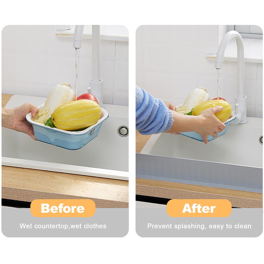 Kitchen Sink Splash Guard Waterproof Silicone Sink Splash Guard Backsplash Strip for Countertop Anti Splash Barrier