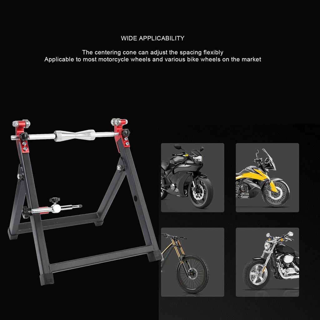 Motorcycle Wheel Balancer Stand Portable Bike Wheel Balancer Black Coated High Stability Foldable for Sport Dirt Bikes