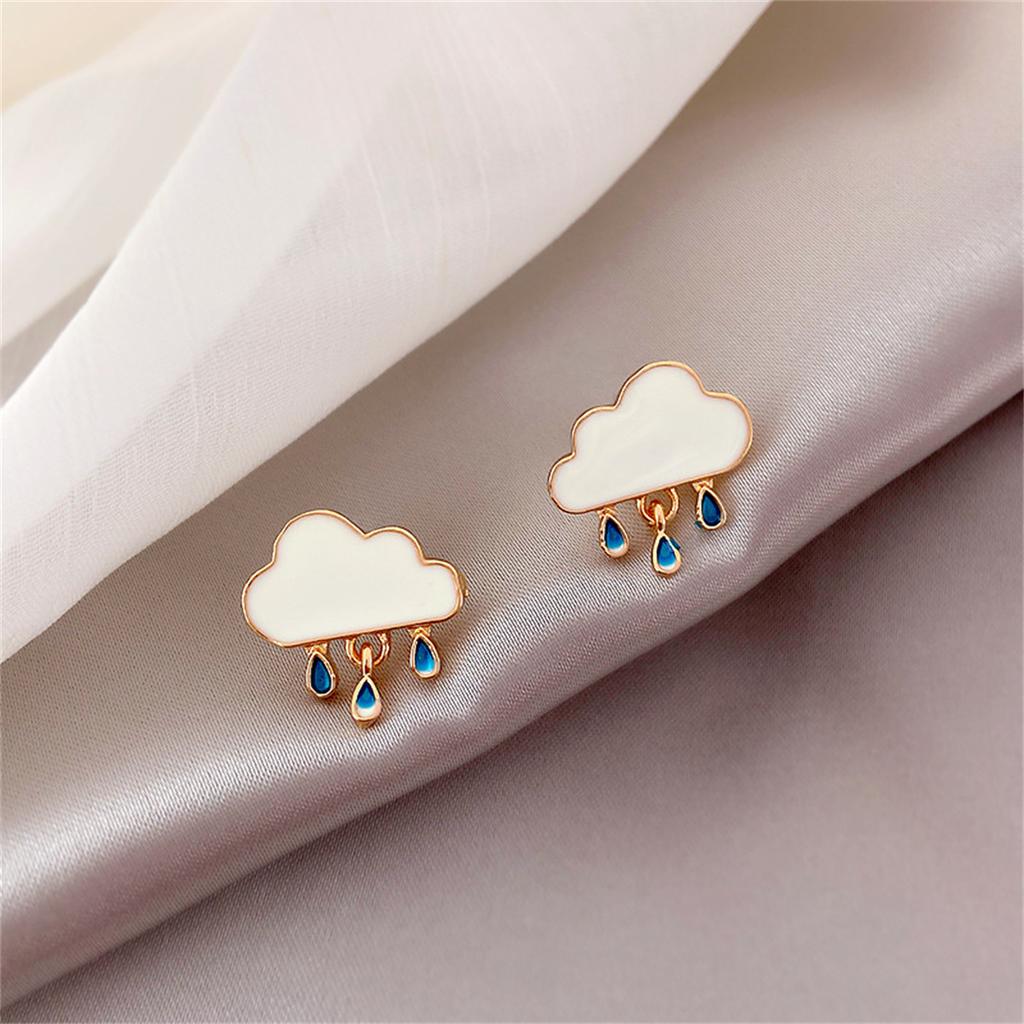 2025 New Fashion Cute Asymmetric Cloud Rain Earrings For Women Korean Crystal Long Chain Tassel Earrings Party Jewelry Brincos