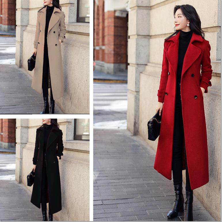 

Women s Extra-Long Thickened Wool Coat XXL хаки