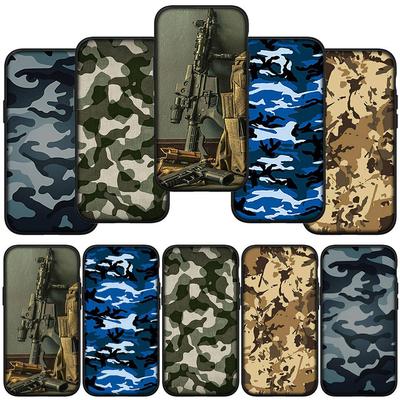 Capa de Celular para Samsung Galaxy S25 S24 S23 iPhone 16 15 Xiaomi Redmi Note 14 13 12 16E X 11 Pro Max Moto Huawei Camuflado Militar Exército Camuflagem Arte Capa
