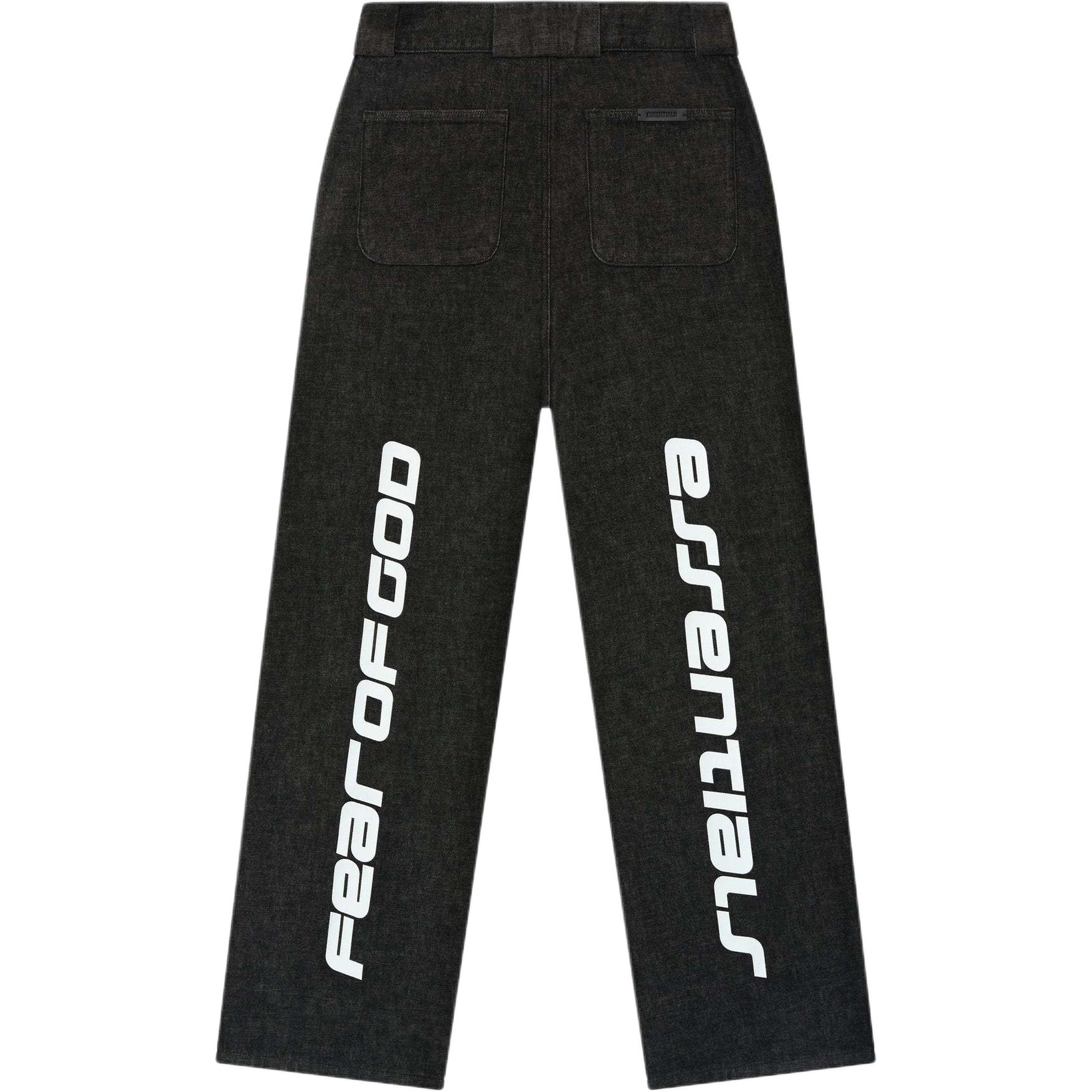 Heren Fear of God Essentials Denim Werkbroek Vintage Zwart 34 black