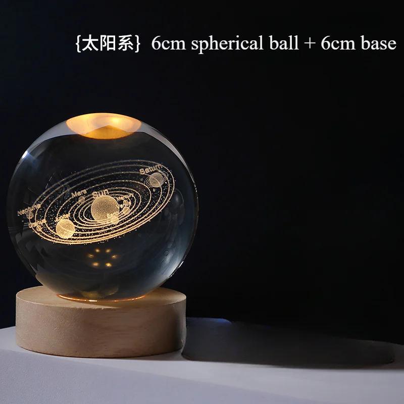 

USB ночник украшение для спальни дома и украшения светодиодный хрустальный шар настольная лампа дети планеты взрослые игрушки для вечеринок Сатурн
