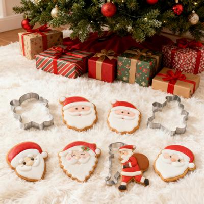 Santa Claus Cookie Cutters Stainless Steel Baking Mold for DIY Christmas Cookies Cakes Non-Stick Holiday Baking Tool