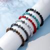 Fashion Religion Cross Men Women 8mm Natural Stone Tiger Eye Volcanic Rock Bead Bracelet Elastic Bracelet Bangle Jewelry