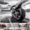 Speed Sport Bike Tapestry Monochrome Motorcycle Wall Art Decor for Living Room