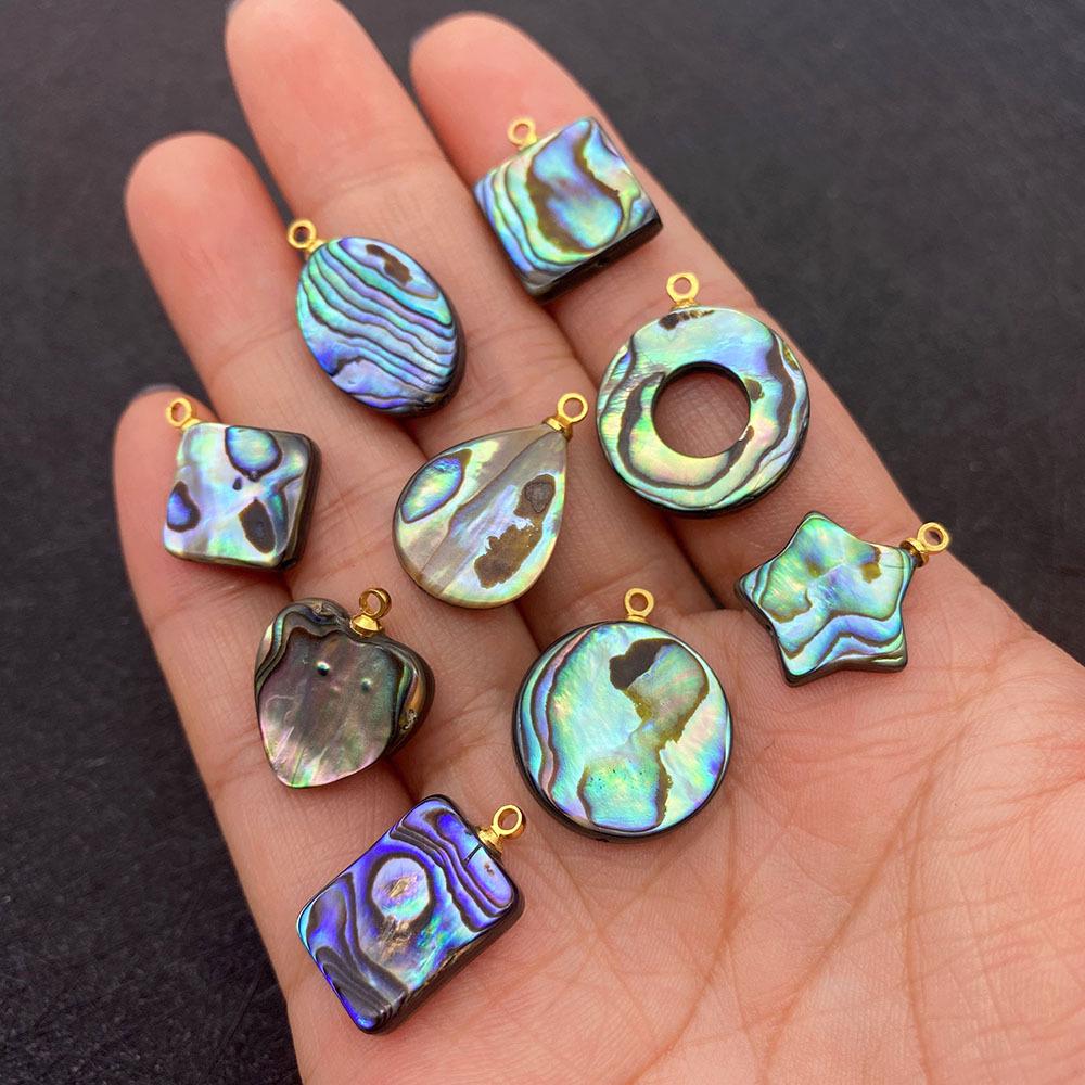 Heart-Shaped Natural Abalone Shell Bezel Pendant for DIY Necklaces