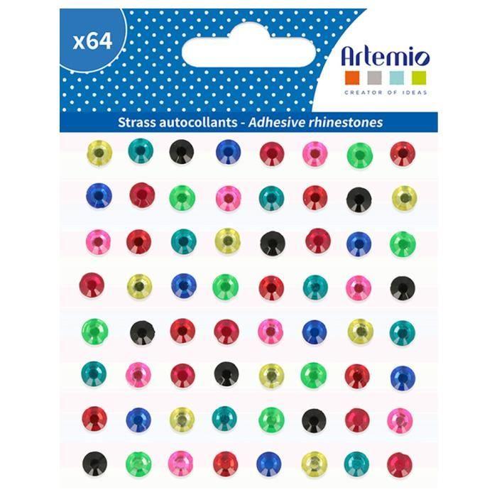 Set de Strass autocollants - ARTEMIO - 'Viva la vida' - 6 mm - 64 pièces - Personnalisation facile