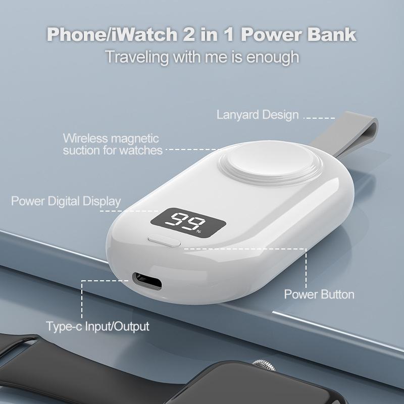 2in1 magnetisches Ladegerät 2500 mAh iWatch Ladegerät Powerbank