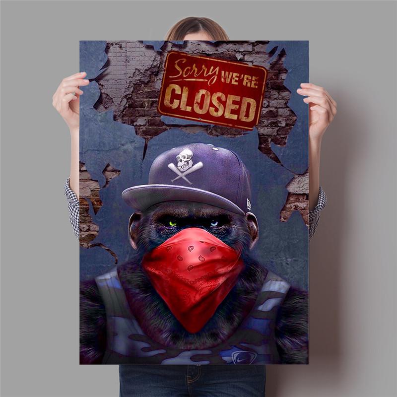 

Abstract Monkey with Headphones Poster Strange Gorilla Animal Canvas Painting Wall Art Picturefor Living Room Home Decoration 21x30cm No Framed