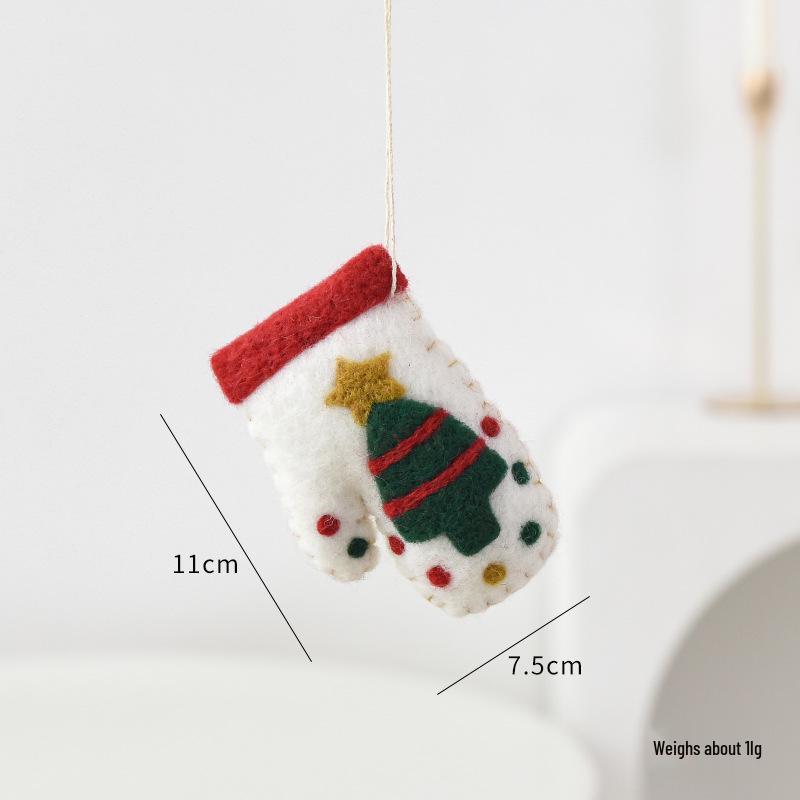 Handmade Christmas Felt Glove Ornaments - Santa, Snowman, Tree Pendants