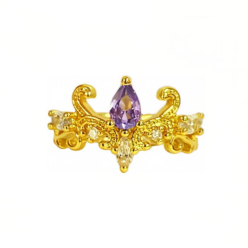 Medieval Court Style Retro Enamel Dripping Oil Ring Female Flower Butterfly Niche Light Luxury High-End Ring