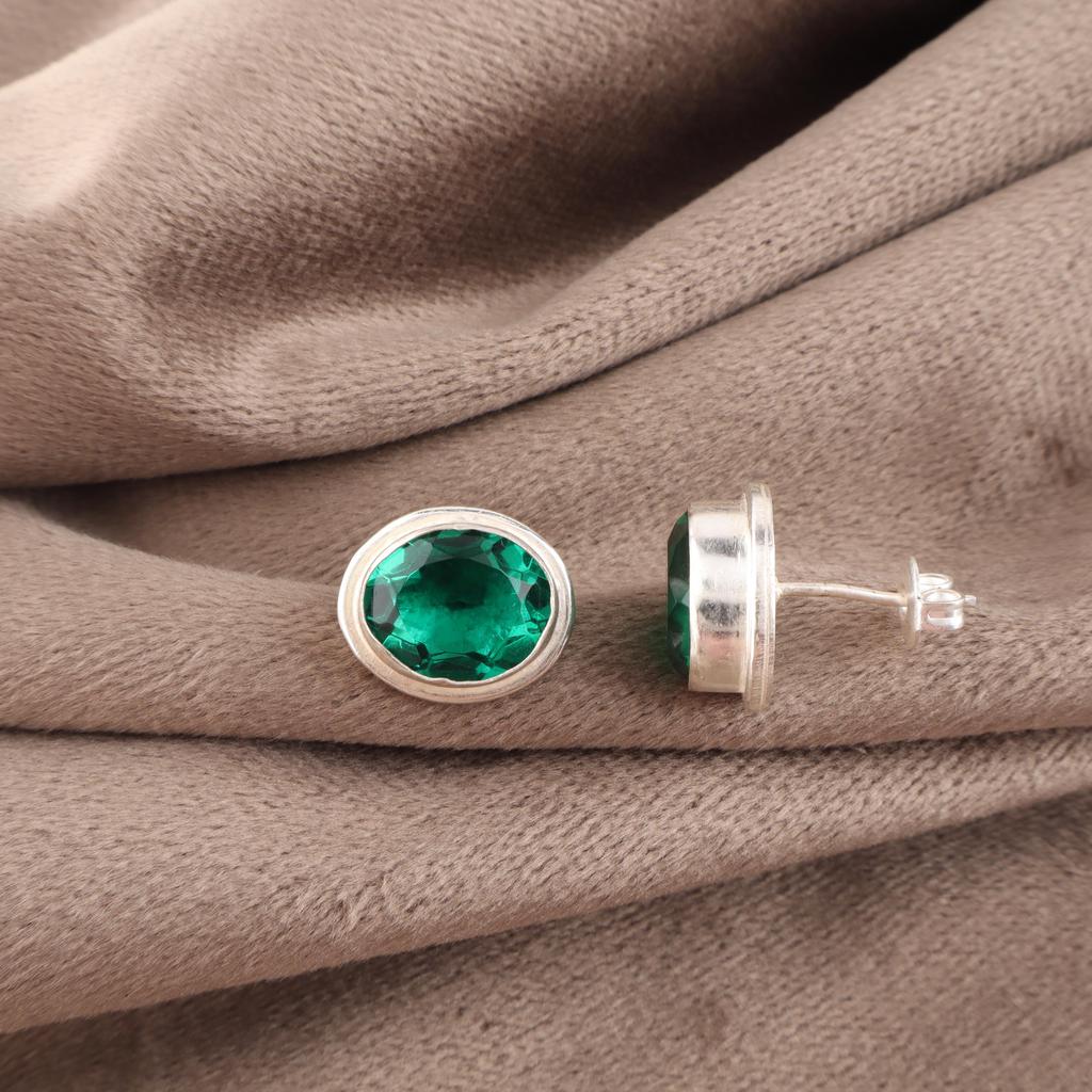 Green Emerald Gemstone Earrings Jewelry, Handmade Gorgeous Silver Earrings, 925 Sterling Silver Jewelry For Wedding Gift