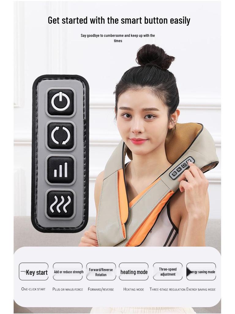 Cross-Kneading Multi-Function Electric Neck & Shoulder Massager for Car and Home
