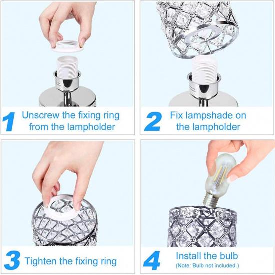 Modern Crystal Table Lamp, 3 Way Dimmable Touch Control Desk Lamp Wireless Charging, Dual USB Nightstand Lamps, Modern Bedside LED Lamp for Bedroom,