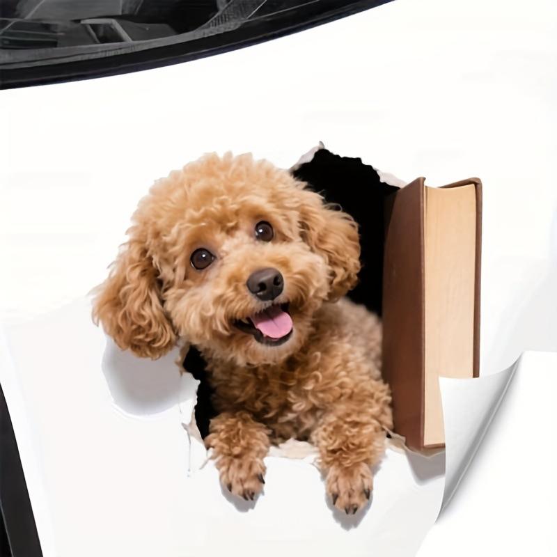 1pc Cute 2D Flat Puppy Sticker Realistic Dog Peeking Design Decal for Car Truck SUV Window and Body Decoration