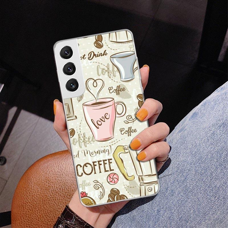 Coffee Wine Cup Phone Case For Samsung Galaxy S24 S25 Edge S26 Ultra S23 S22 S21 Plus S20 FE + Personalized Print Cover Galaxy S