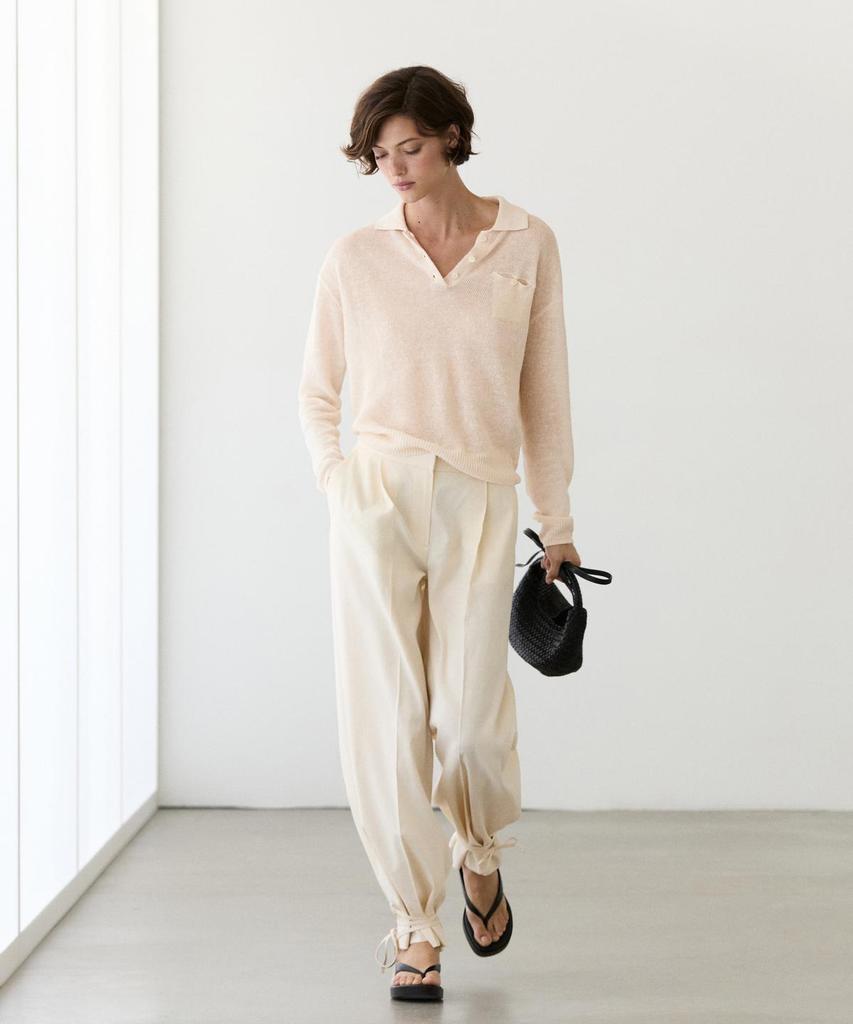 Masimodutti Thin Linen Polo Neck Sweater