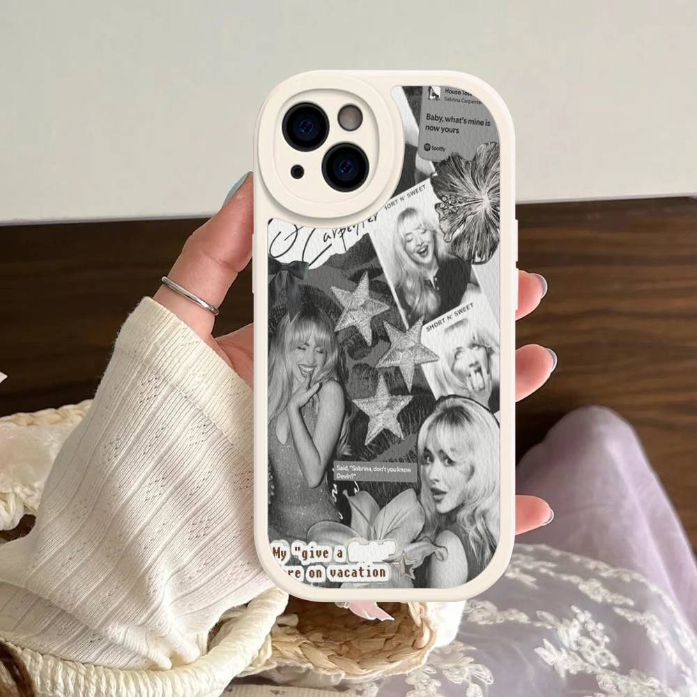 Singer S-Sabrina C-Carpenter Silicone Phone Case For iPhone 16 15 14 13 12 11 Pro Max Mini Leather Soft Cover