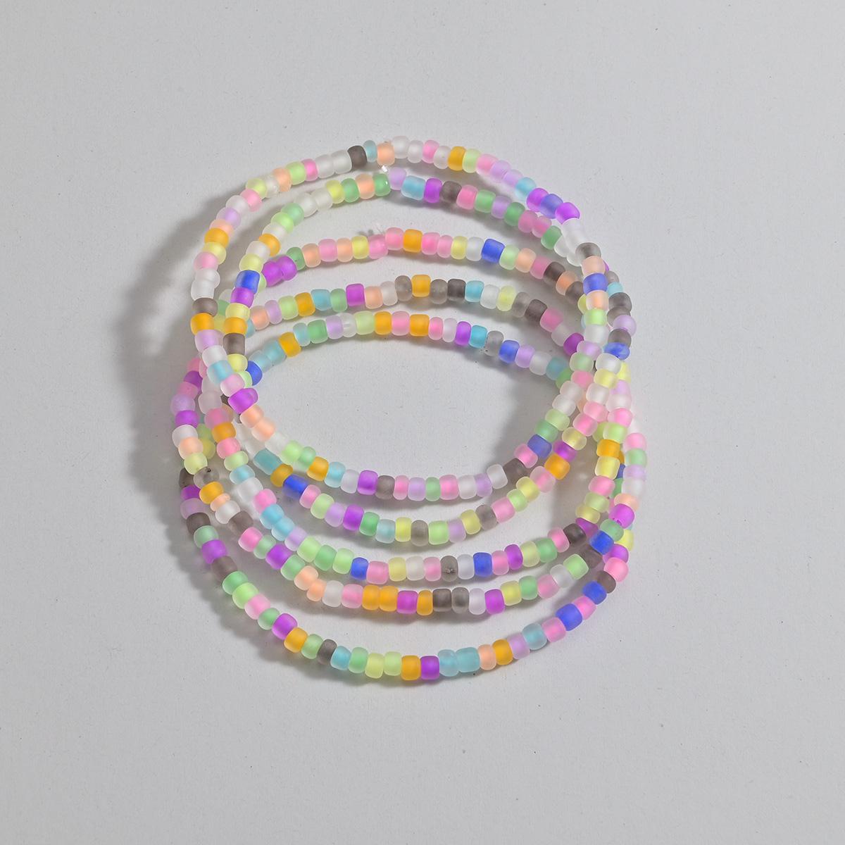 

4-piece set of colorful luminous beaded multi piece stacked women s beach cool ankle chains