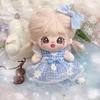 Geomong 20cm Doll Clothes Daisy Check Dress Non-attribute Costume Cotton Idol Doll Clothes, Blue, Popular Toys for Korean Children