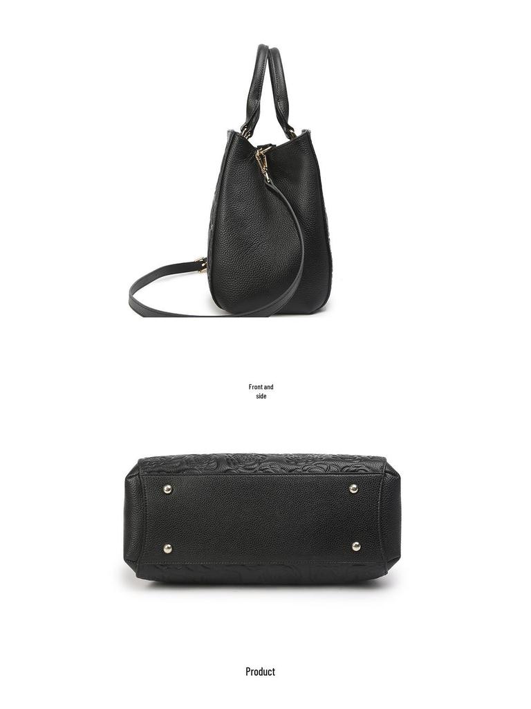 Borsa a tracolla Montaigne da donna in vera pelle - Borsa a mano in pelle di mucca Camelia di lusso