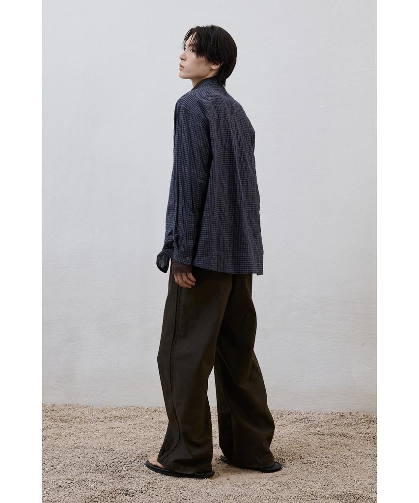 YOUTH Double Trimming Wide Pants - Brown Check