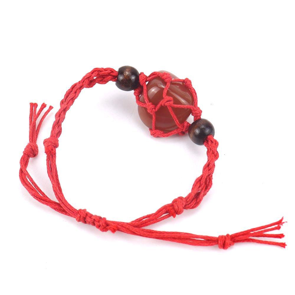 Hand-Woven Crystal Stone Mesh Pocket Bracelet Bracelet Adjustable Telescopic Mesh Pocket Net Holder B58