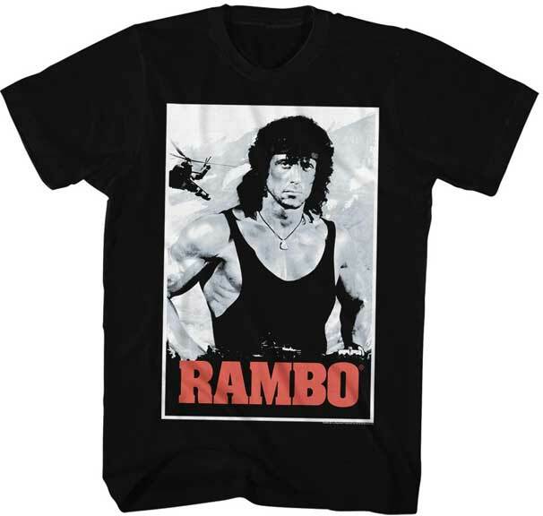 Rambo First Blood John Rambo Helicopter In Background Men T Shirt 80 Movie XXXXL