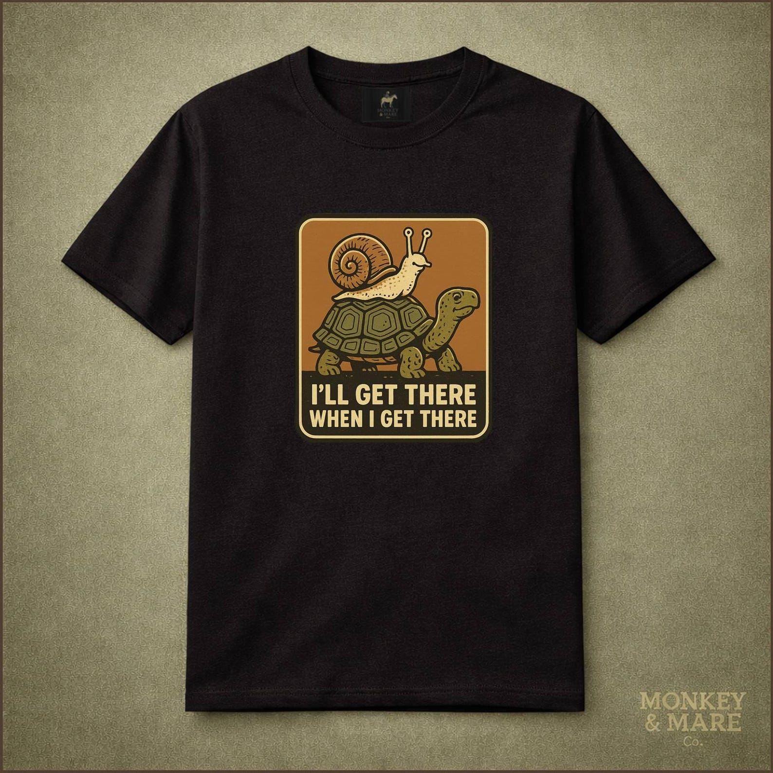 Snail Turtle Shirt, Ill Get There When I Get There, Slow Life Procrastination Humor Tee S