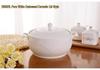 White Embossed Ceramic Soup Pot with Lid, Bone China Large Soup Bowl Gift Set