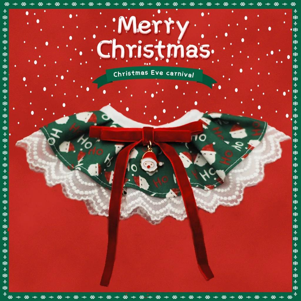 Teddy Pomeranian Cats Dogs Festive Accessories Holiday Pet Collar Christmas Bib for