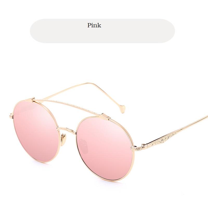 Retro Double Bridges Sunglasses  Men Luxury Brand Designer High Quality Metal Sun Glasses Fashion Women Round Glasses Uv400