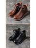 Women's Retro Cowhide Ankle Boots: Chunky Heel, Thick Sole, Genuine Leather, Plus Velvet, Winter Design