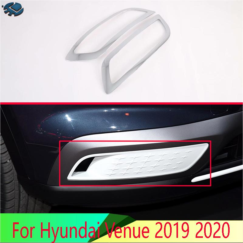 For Hyundai Venue     Car Accessories ABS Chrome Front Fog Light Lamp Cover Trim Molding Bezel Garnish Sticker