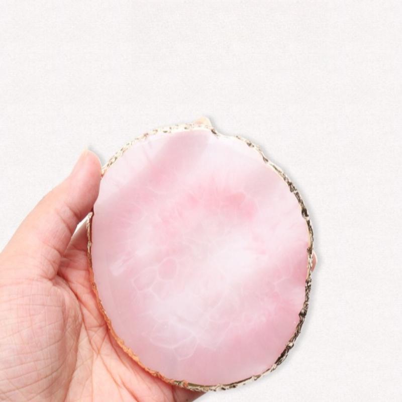 Nail Palette Resin Round  Style Crystal Display Plate Gold Edge Manicure Mixing Tool  Practical Nail Makeup Accessory