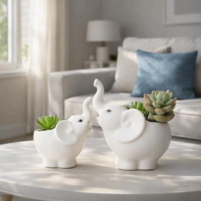 Practical Ceramic Flowerpot Elephant Shape Bonsai Vase Succulent Flower Pot  Home Decoration
