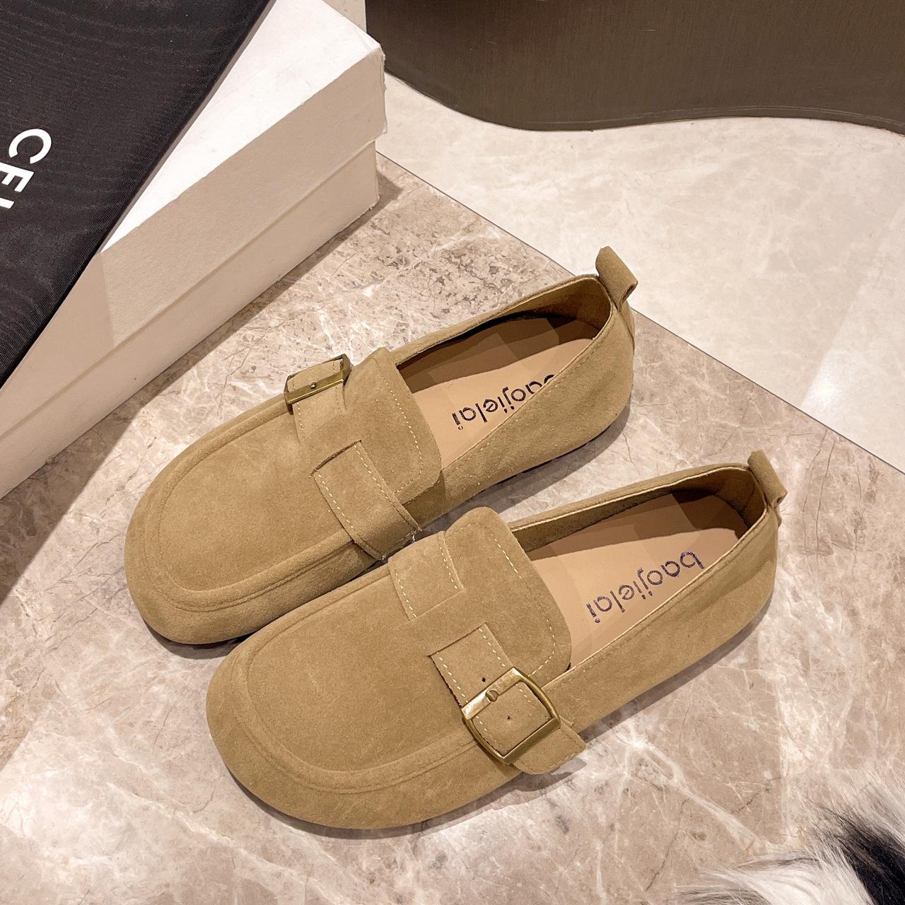 

Women s Spring and Autumn 2025 New Velvet Flat-soled Single Shoes Women s One Pedal Soft-soled Sleeve Doudou Shoes Women s One 2025 35