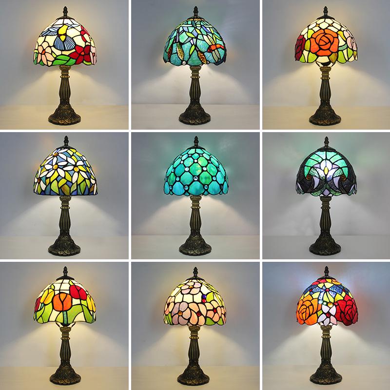 Tiffany Vintage Stained Glass Table Lamp for Bedside or Cafe