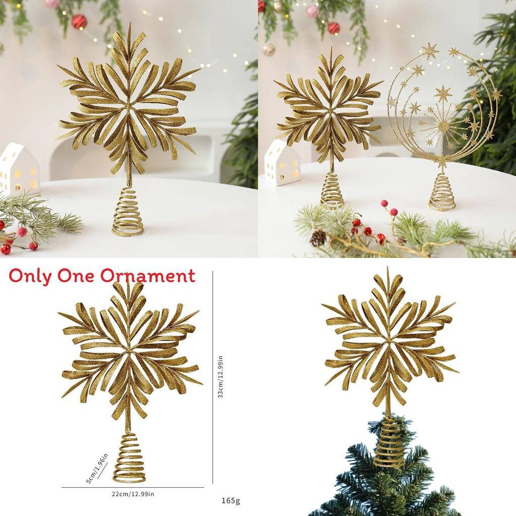 Christmas Tree Topper With Snowflake And Star Iron Art Decoration For Holiday Festivities