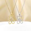 European & American Minimalist Bear Hollow Necklace - Non-fading & Versatile Korean Style for Women. Perfect Light Luxury Gift for Girlfriend.