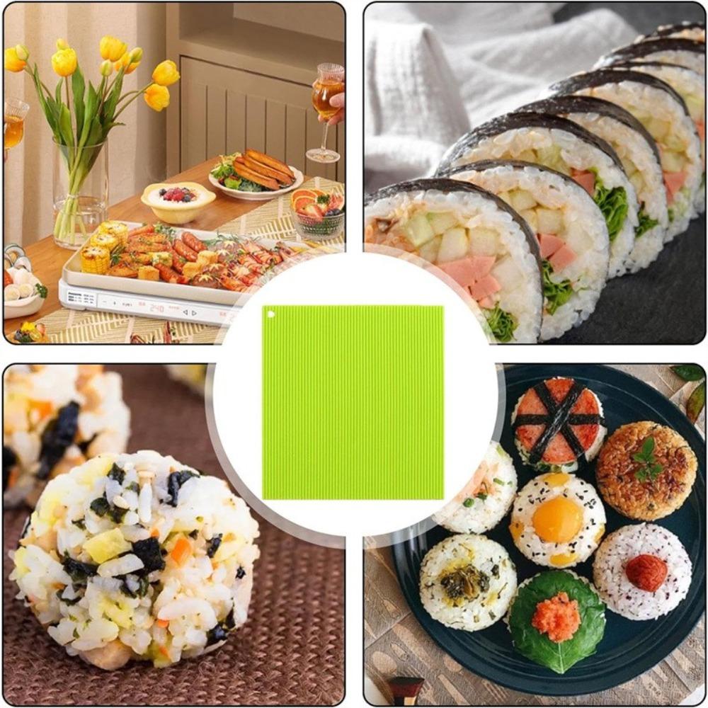 Silicone Hand Roll Sushi Rolling Easy To Clean Curtain Bamboo Imitation Sushi Mat Portable No Mildew Japanese Sushi Rolling Tool