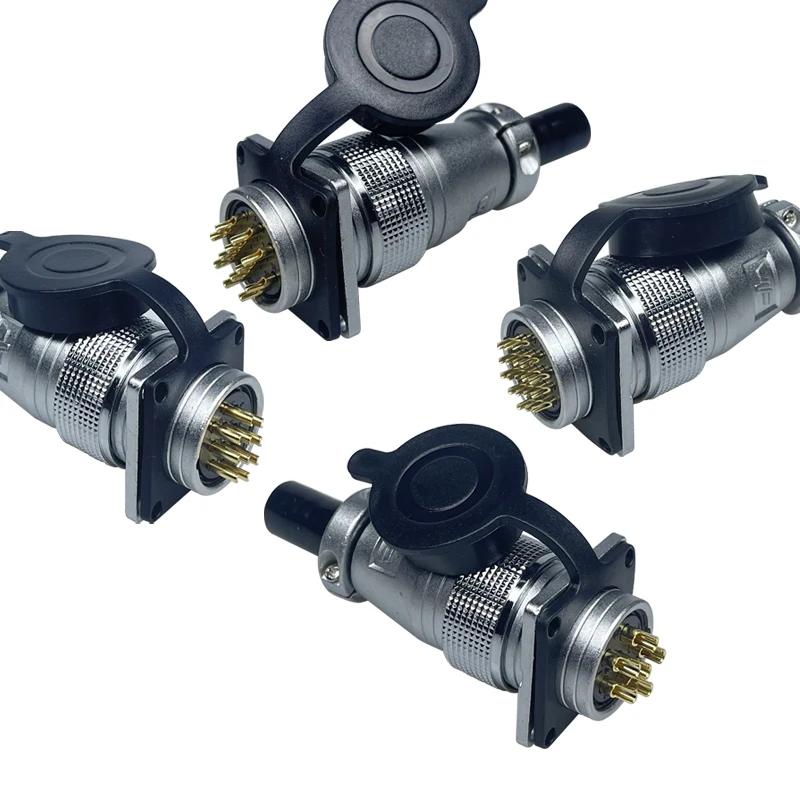PLS24 Aviation Plug Socket P24 6pin 10 Pin 12pins 19P Male Female Docking Square Flange Industrial Connector