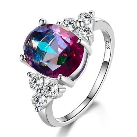 Women s Jewelry CopperPlated Rings White Pink Light Blue Champagne Zircon Oval Wedding Ring 8