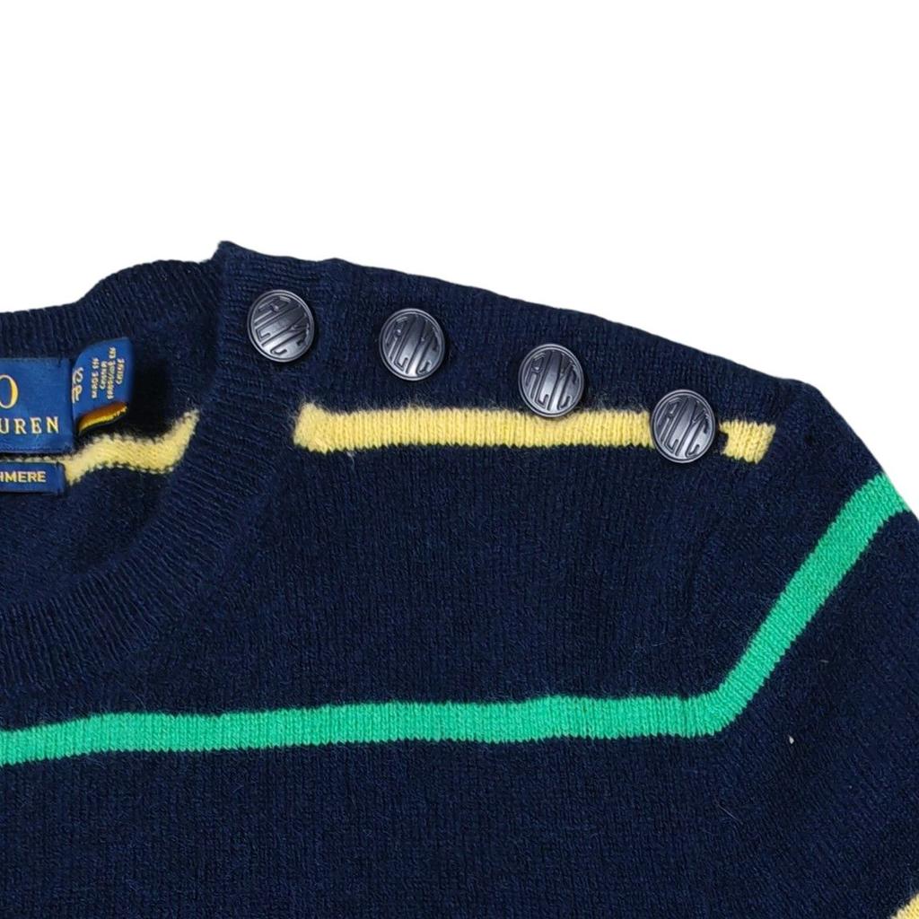 Polo Ralph Lauren Pruhovaný svetr s kulatým výstřihem Kašmírový svetr Dámský svetr 211780446-002