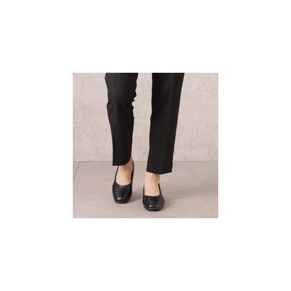 Fuwaraku FR-1101 Square Toe Pumps, Wide Fit (4E), Waterproof, 35cm Heel, Black, 215cm