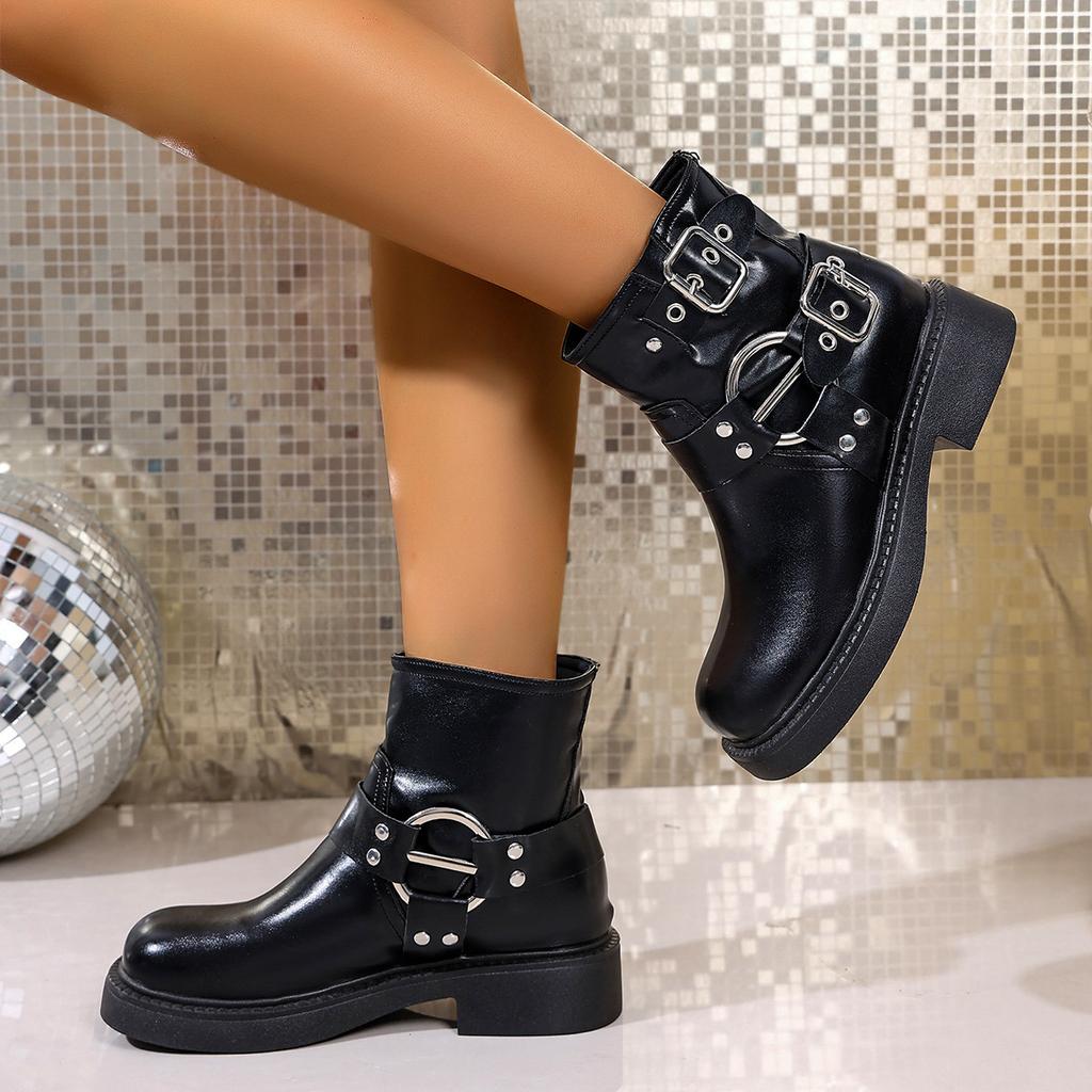 Thick-soled heightening Martin boots women's 2025 spring and autumn British style retro explosion versatile western cowboy short boots