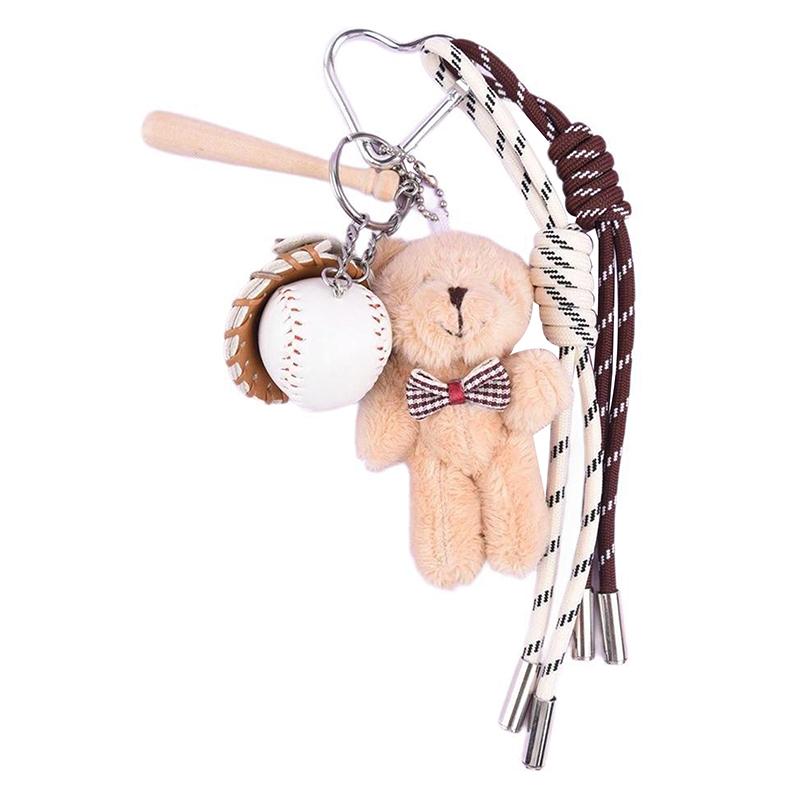 Cute Cartoon Little Bear Keychain Creative Plush Doll Keyring  Bag Pendant Handbag Hanging Decoration Key Accessories