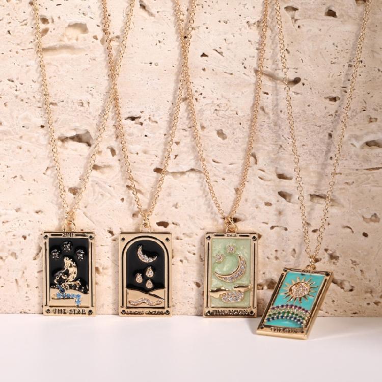 Stylish Tarot Pendant Necklace Tarot Card Enthusiast Present Fashion Tarot Jewelry Party and Festival Necklace for Daily